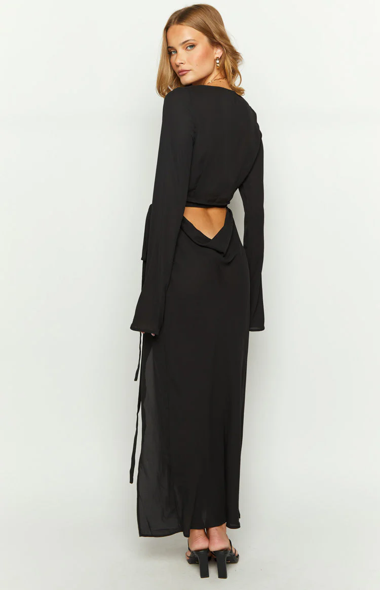 Reyna Black Long Sleeve Maxi Dress