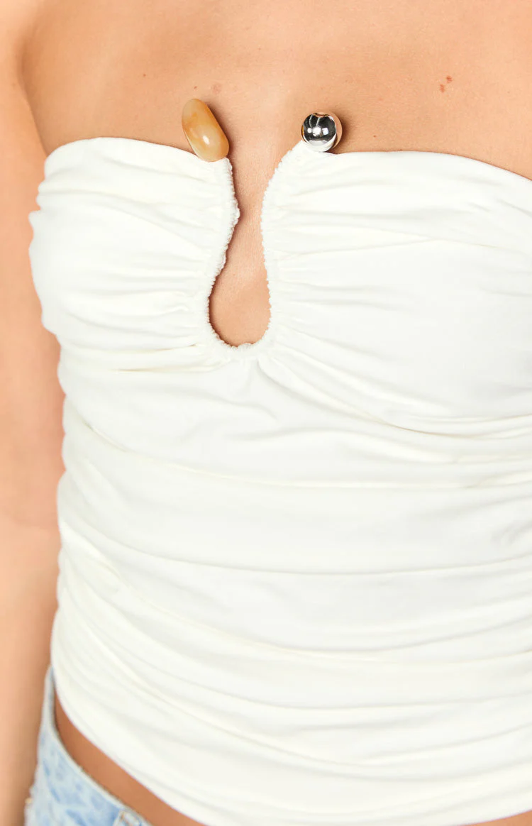 Kassy White Strapless Top