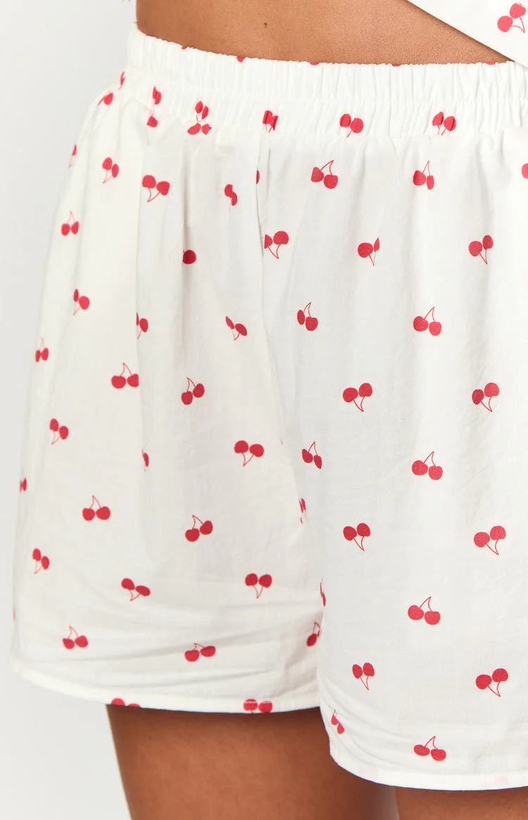 Alexea Cherry Print Pajama Shorts