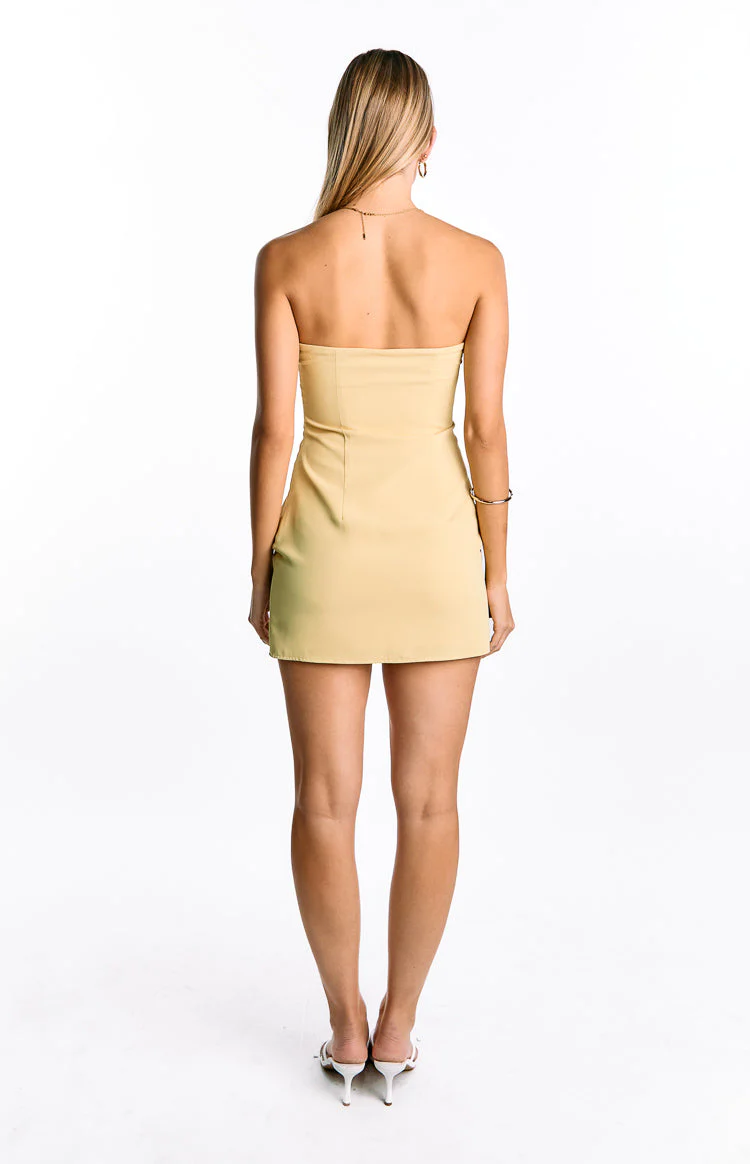 Oliva Butter Yellow Strapless Mini Dress