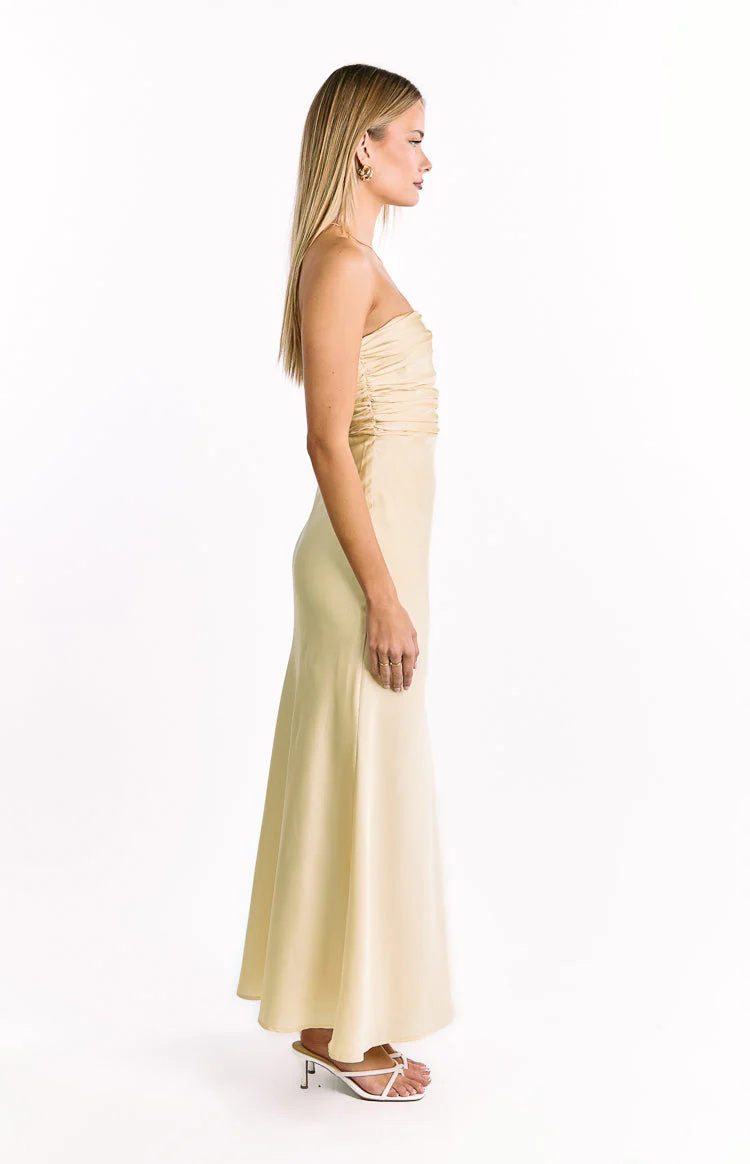Alexia Yellow Strapless Maxi Dress