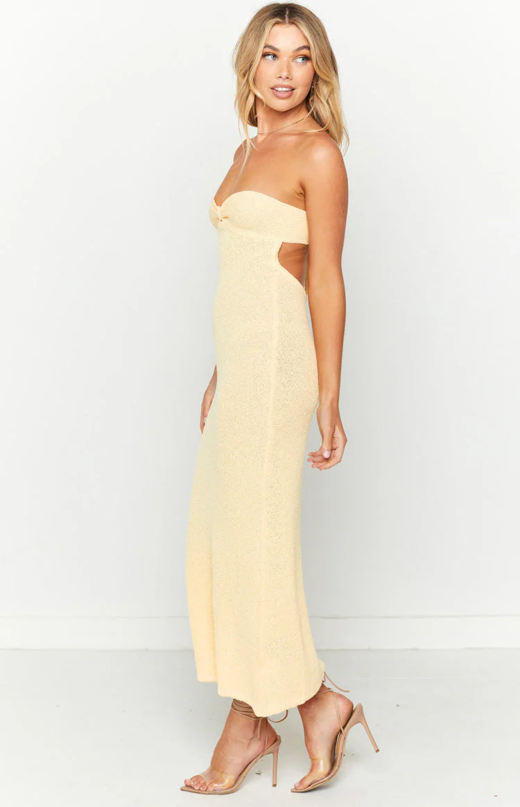 Skye Lemon Knit Midi Dress