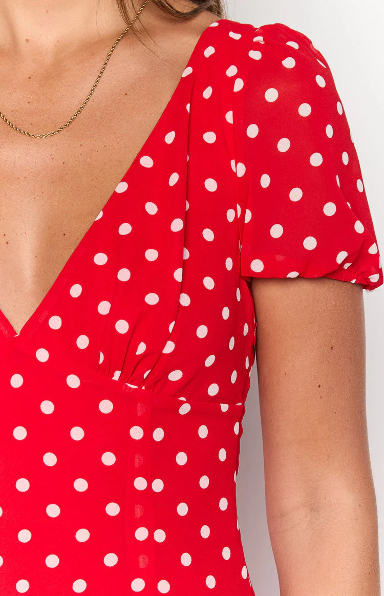 Lovella Red Polka Dot Maxi Dress