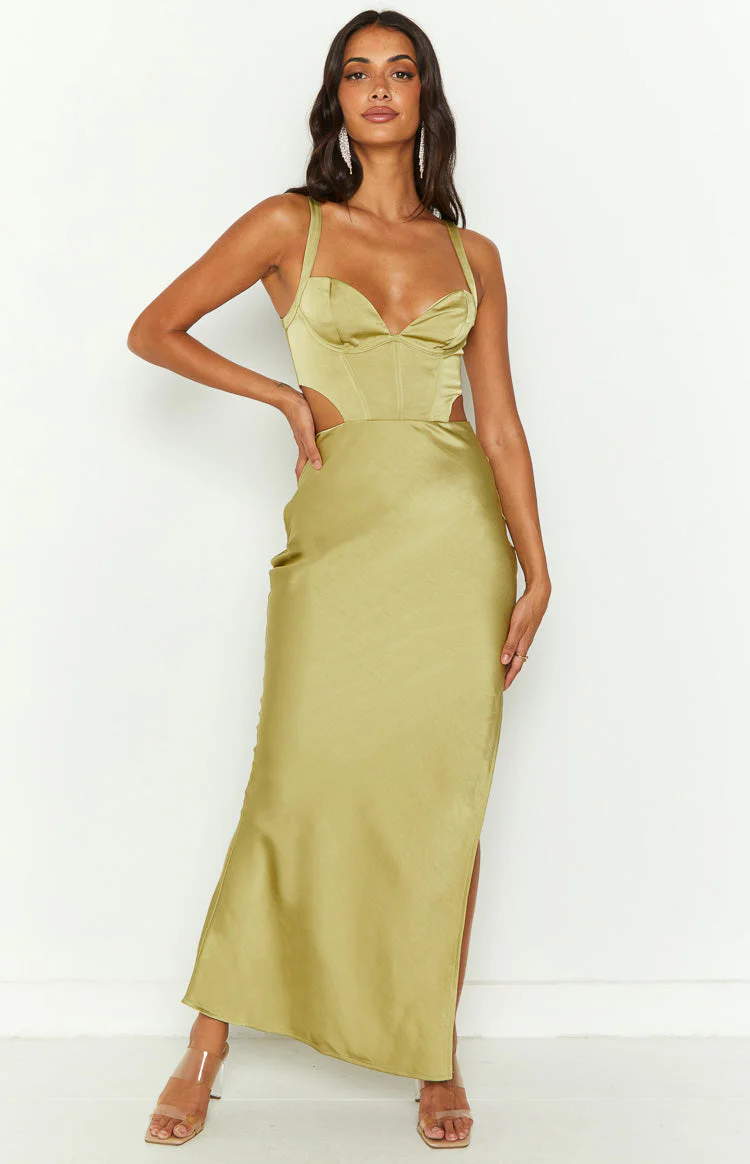 Sarah Green Corset Formal Maxi Dress