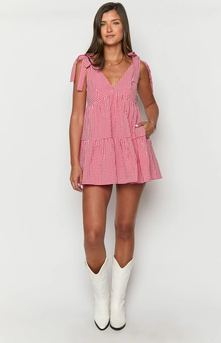 Angel Girl Red Gingham Mini Dress