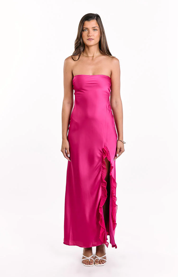 Mackenna Hot Pink Strapless Maxi Dress