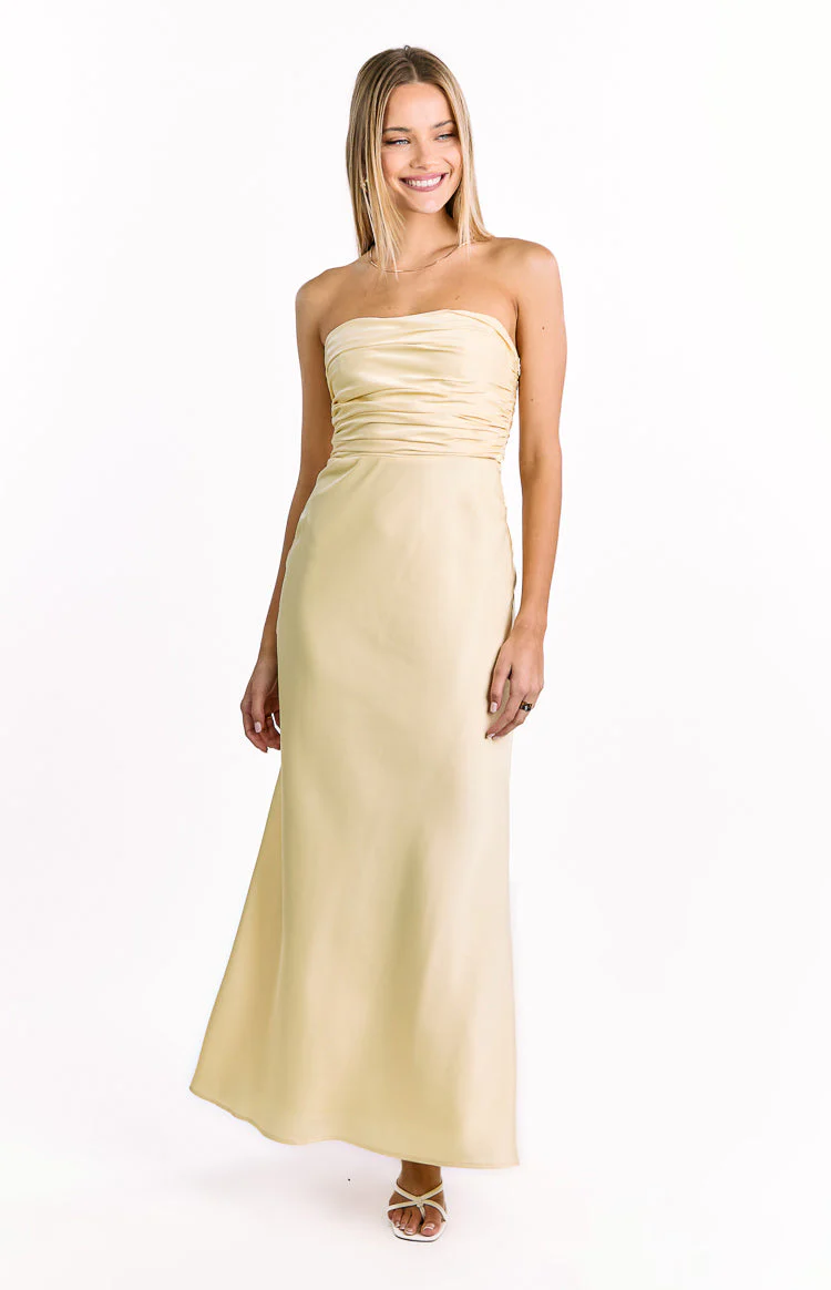Alexia Yellow Strapless Maxi Dress