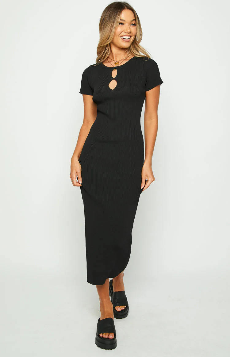 Knox Black Knit Midi Dress