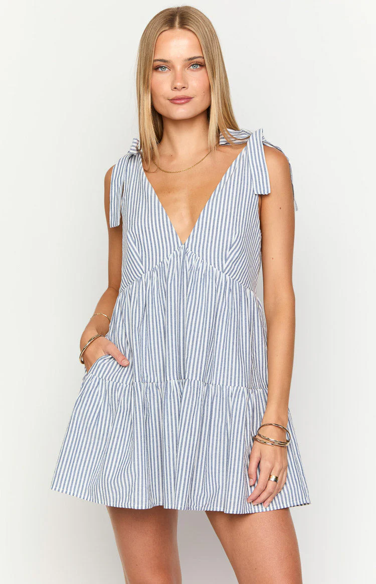 Angel Girl Blue Stripe Mini Dress