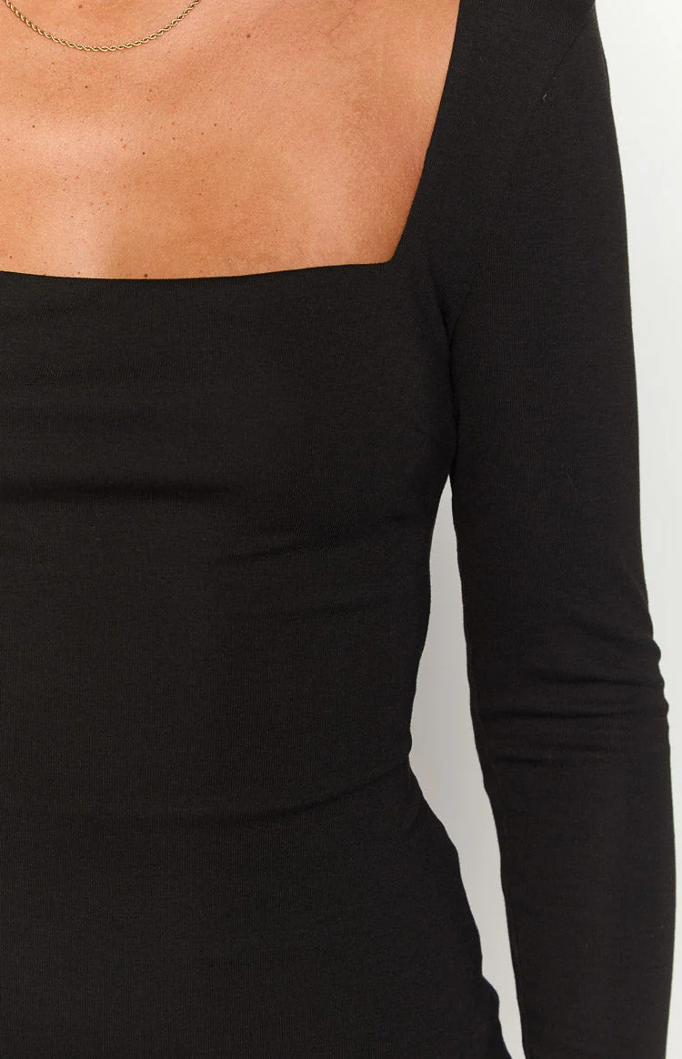 Kirby Black Long Sleeve Mini Dress