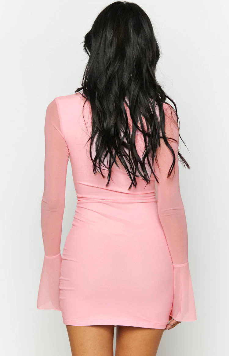 Scripture Pink Mesh Mini Dress
