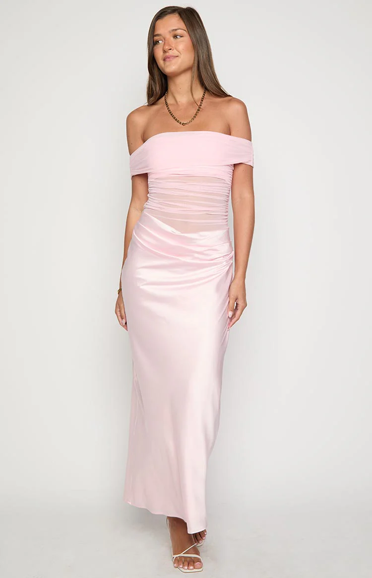 Jamilla Pink Off Shoulder Formal Maxi Dress
