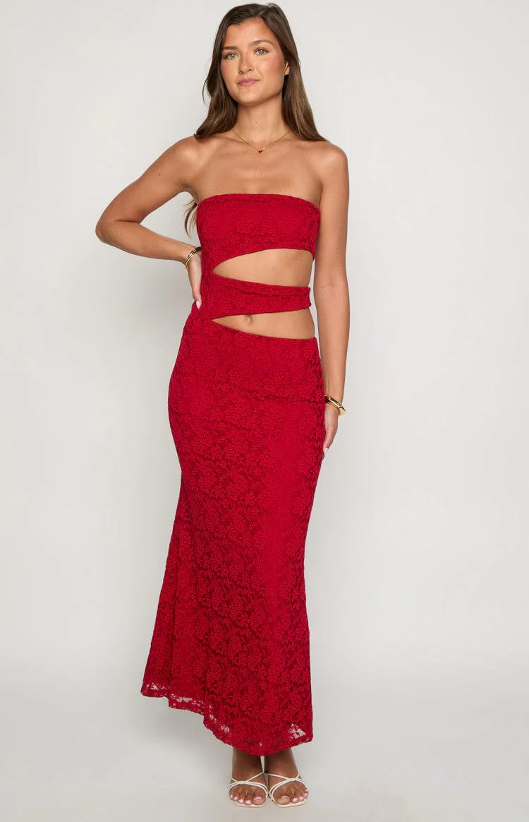 Rae Red Strapless Maxi Dress