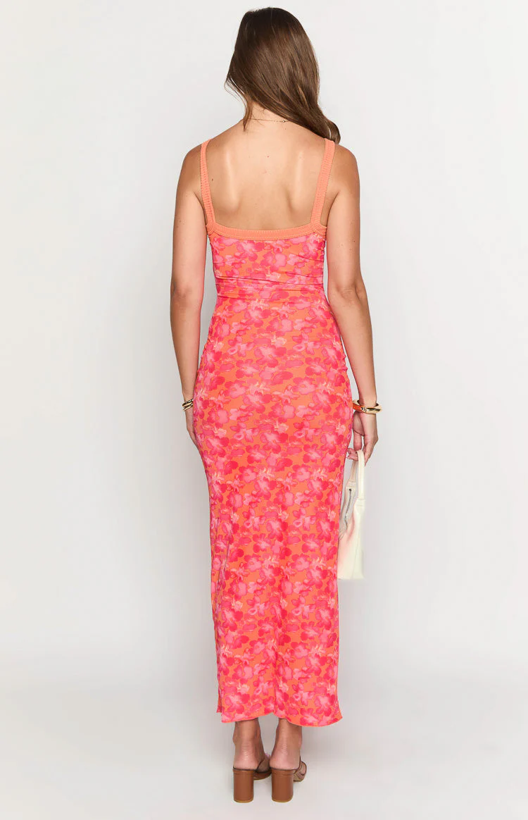 Kelly Orange Floral Maxi Dress