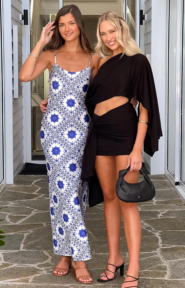 Renesmee Navy Tile Print Maxi Dress