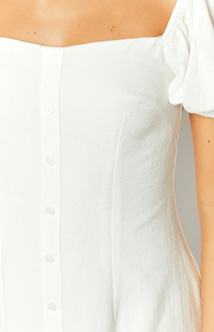 Maysen White Cap Sleeve Mini Dress