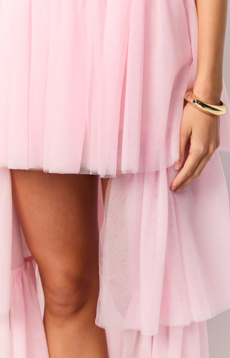Avery Pink High-Low Maxi Dress