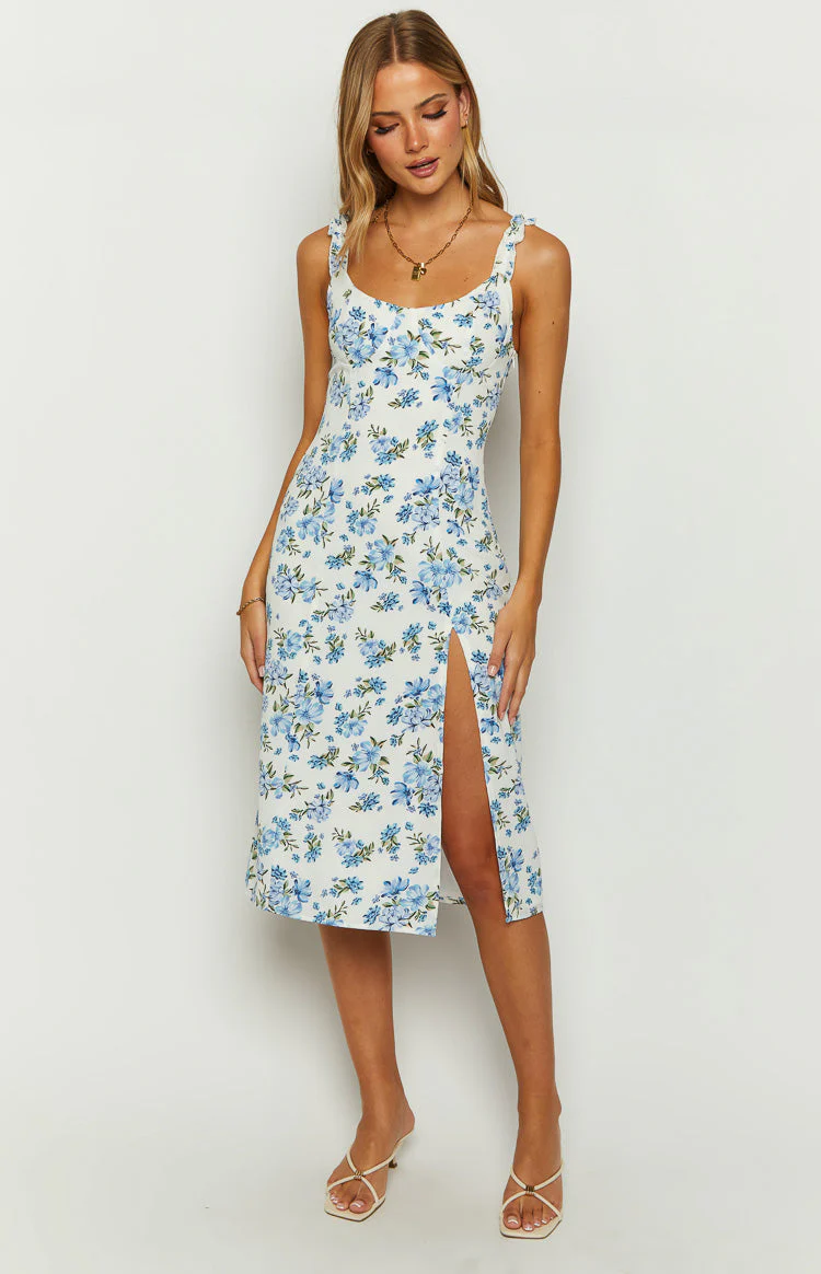 Jessie Blue Floral Midi Dress