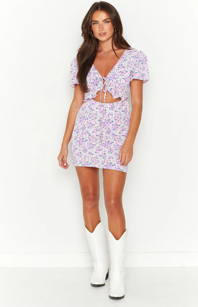 Luelle Lilac Floral Mini Dress