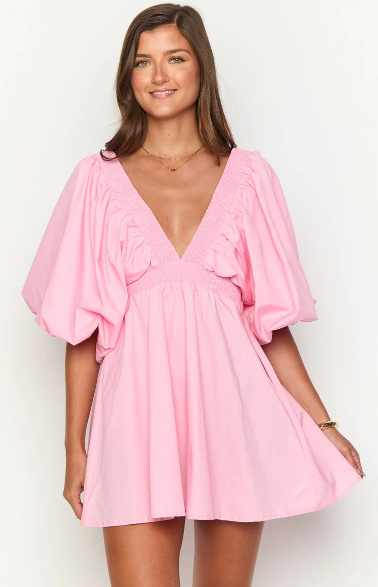 Torie Pink Short Sleeve Mini Dress