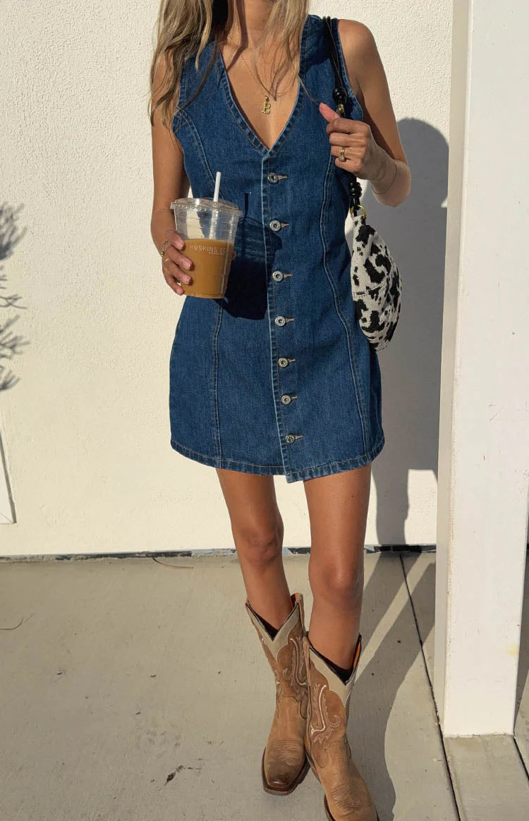 Isla Dark Wash Denim Mini Dress