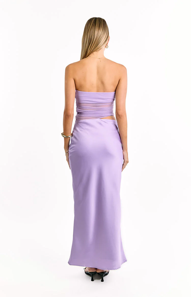 Elinor Lilac Satin Maxi Dress