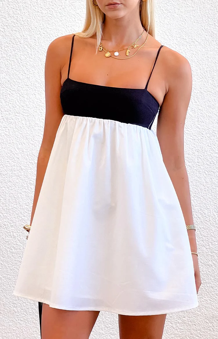 Karia White Contrast Mini Dress