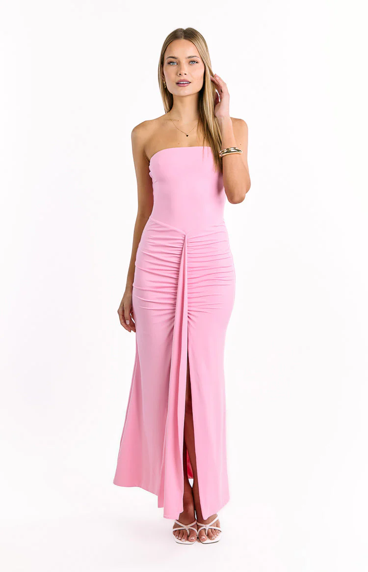 Danielle Pink Strapless Maxi Dress