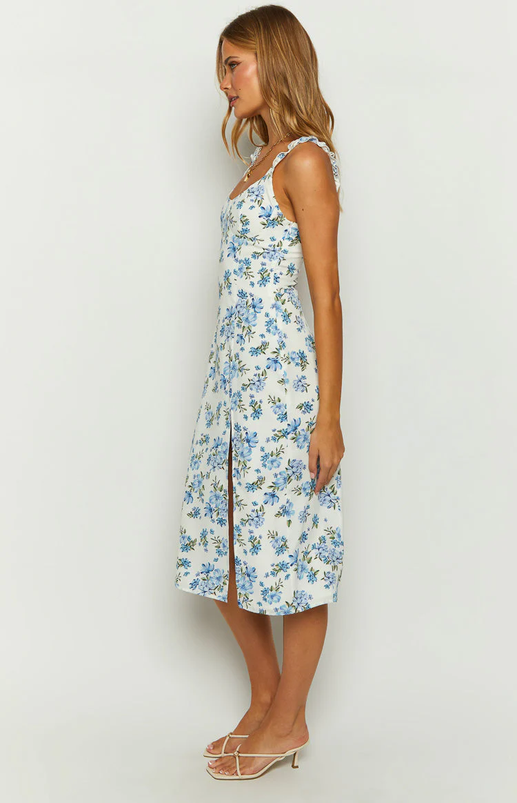 Jessie Blue Floral Midi Dress