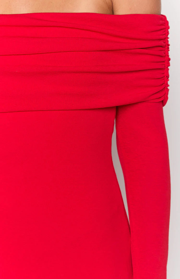 Mary Red Long Sleeve Mini Dress