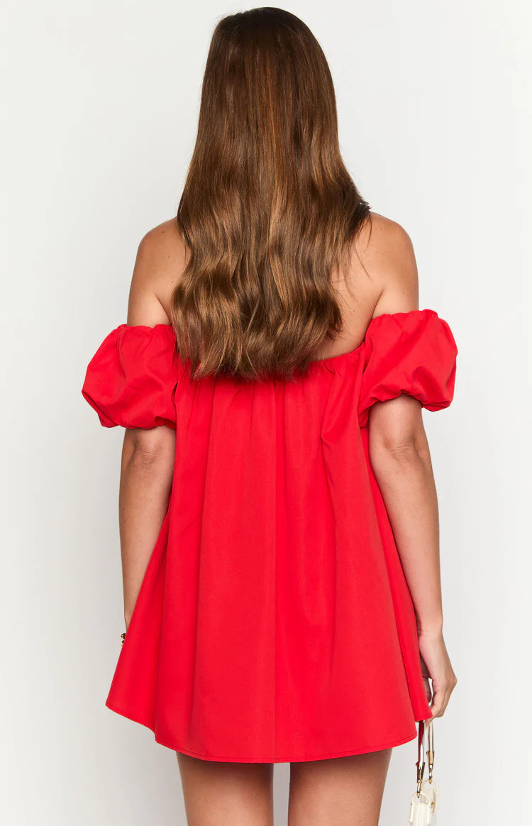 Jozette Red Off The Shoulder Mini Dress