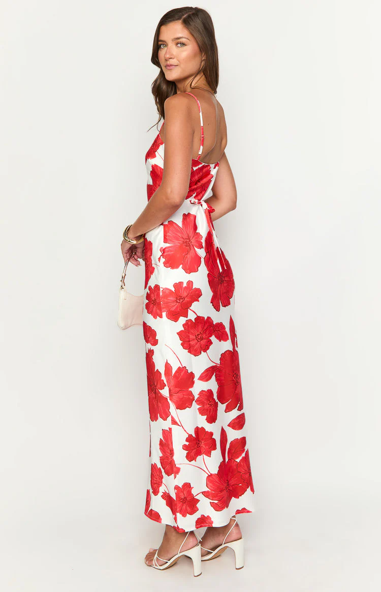 Renesmee Red Anemone Floral Print Maxi Dress