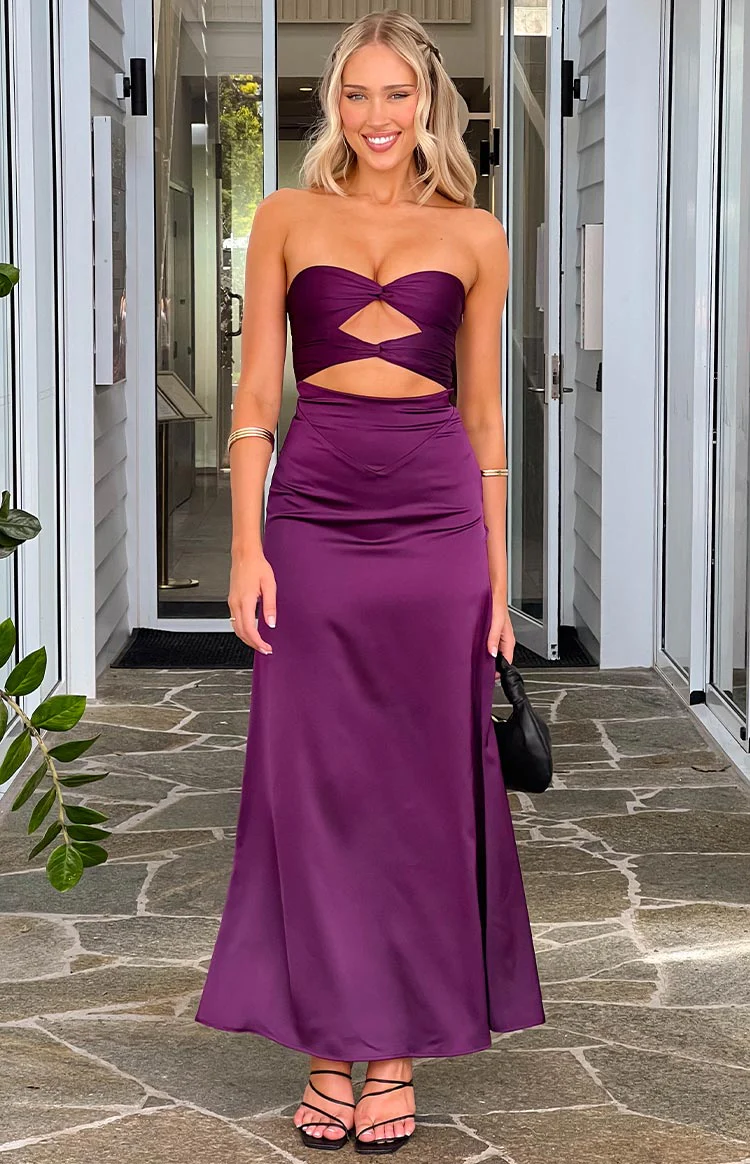 Coco Purple Strapless Maxi Dress