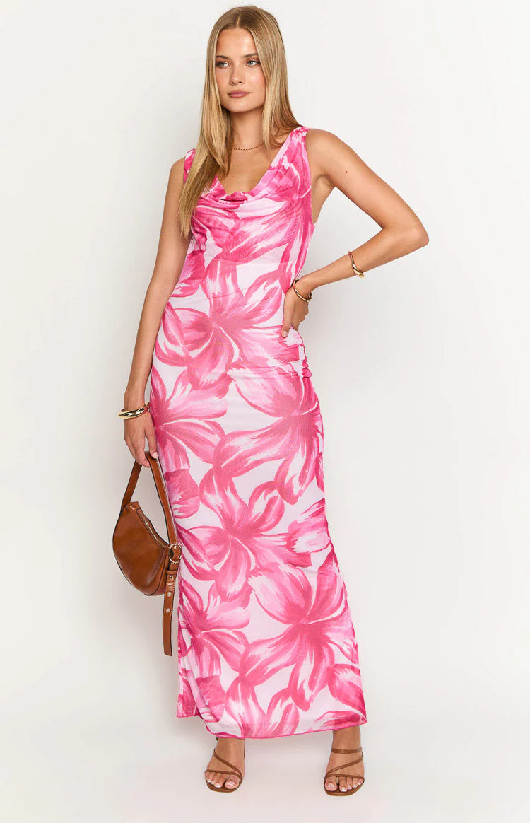 Blessings Pink Floral Maxi Dress