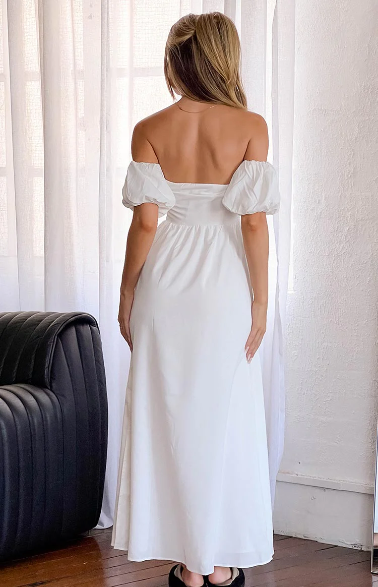 Evander White Off The Shoulder Maxi Dress