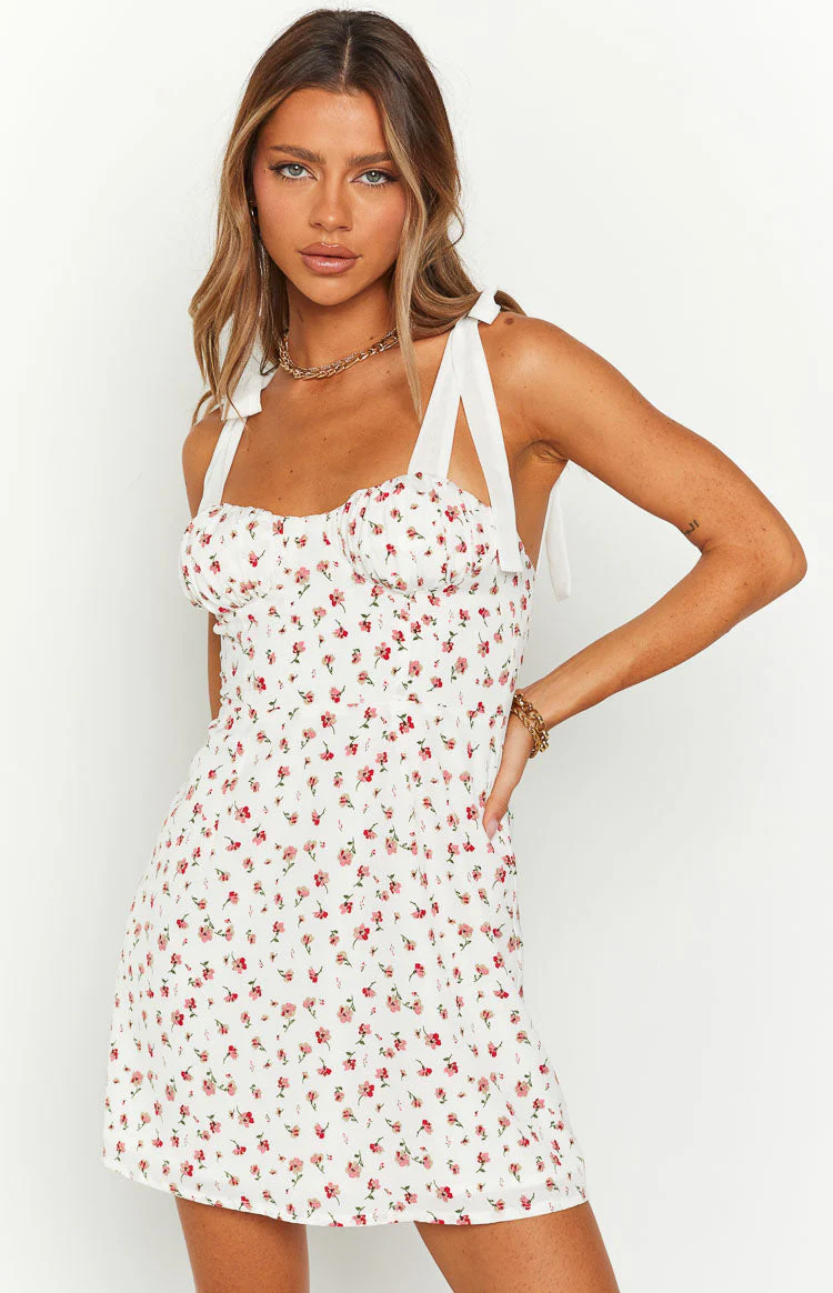 Eliza White Floral Mini Dress