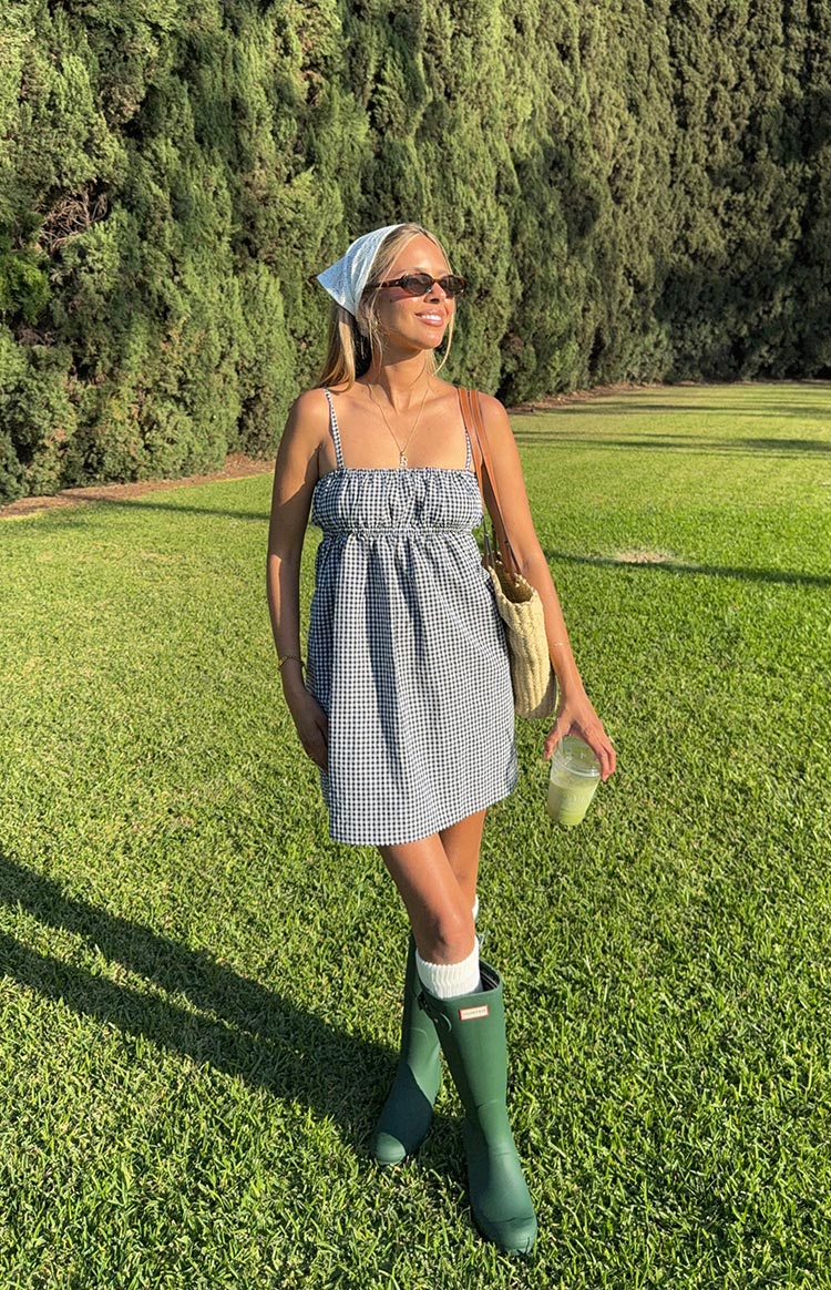 Avara Black Gingham Mini Dress