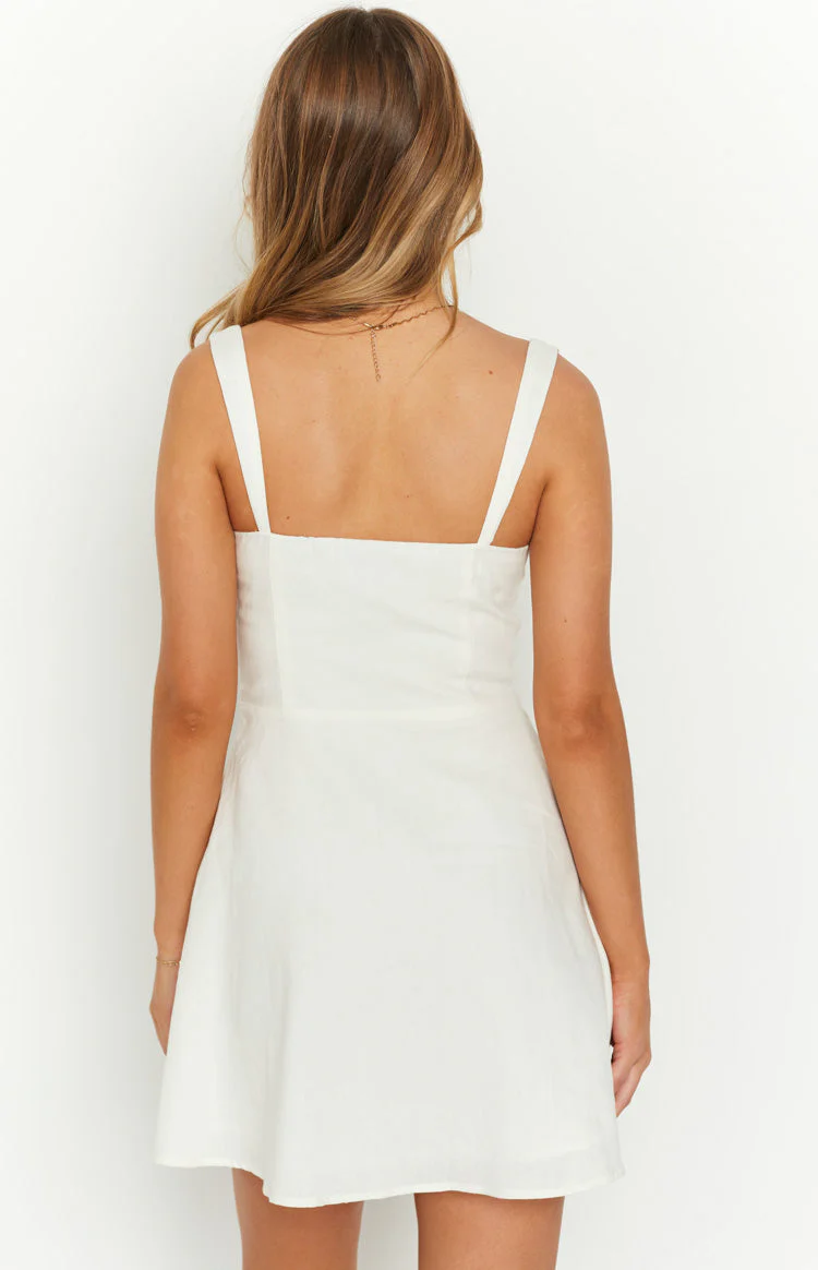 Sabrina White Linen Blend Mini Dress