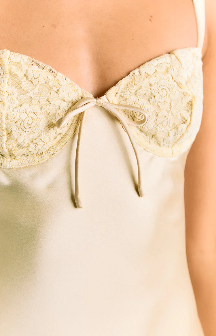 Kate Yellow Satin Party Mini Dress