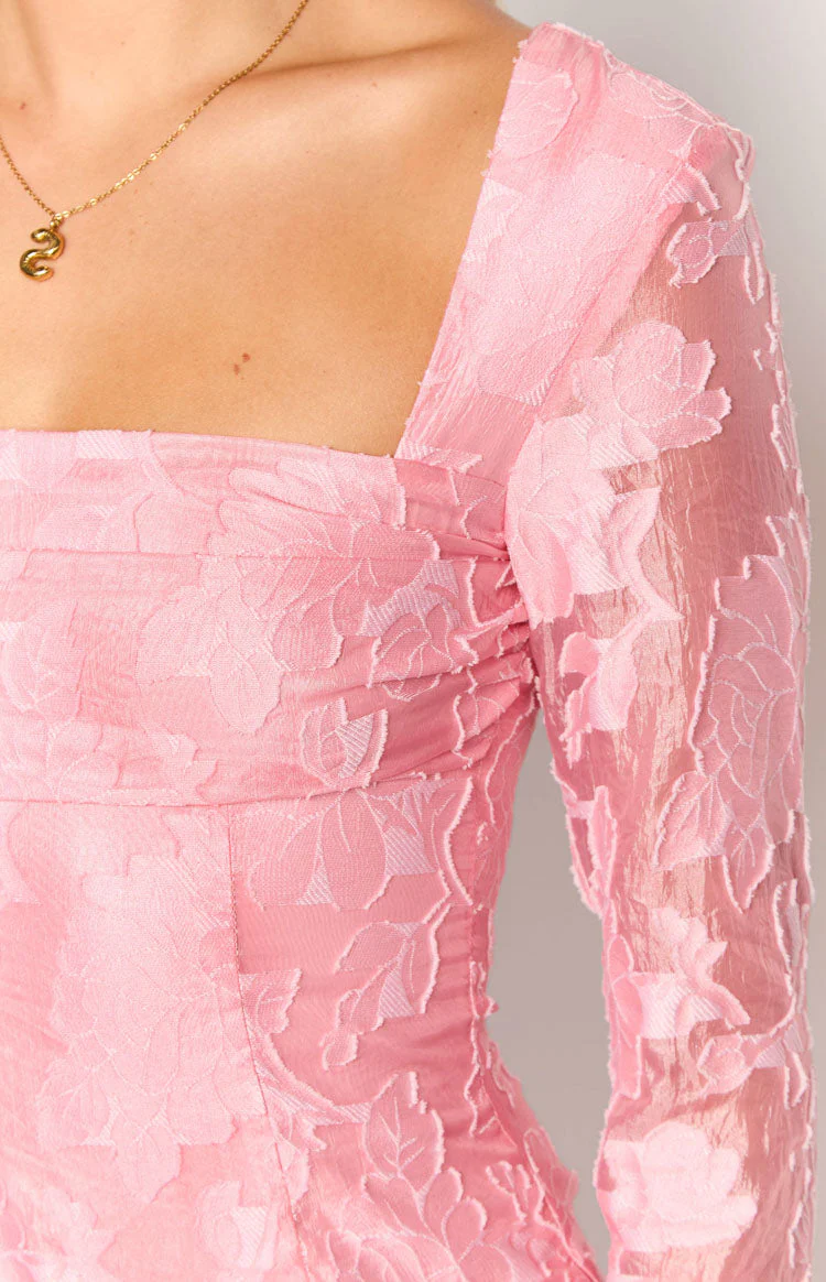 Iggy Pink Floral Long Sleeve Mini Dress