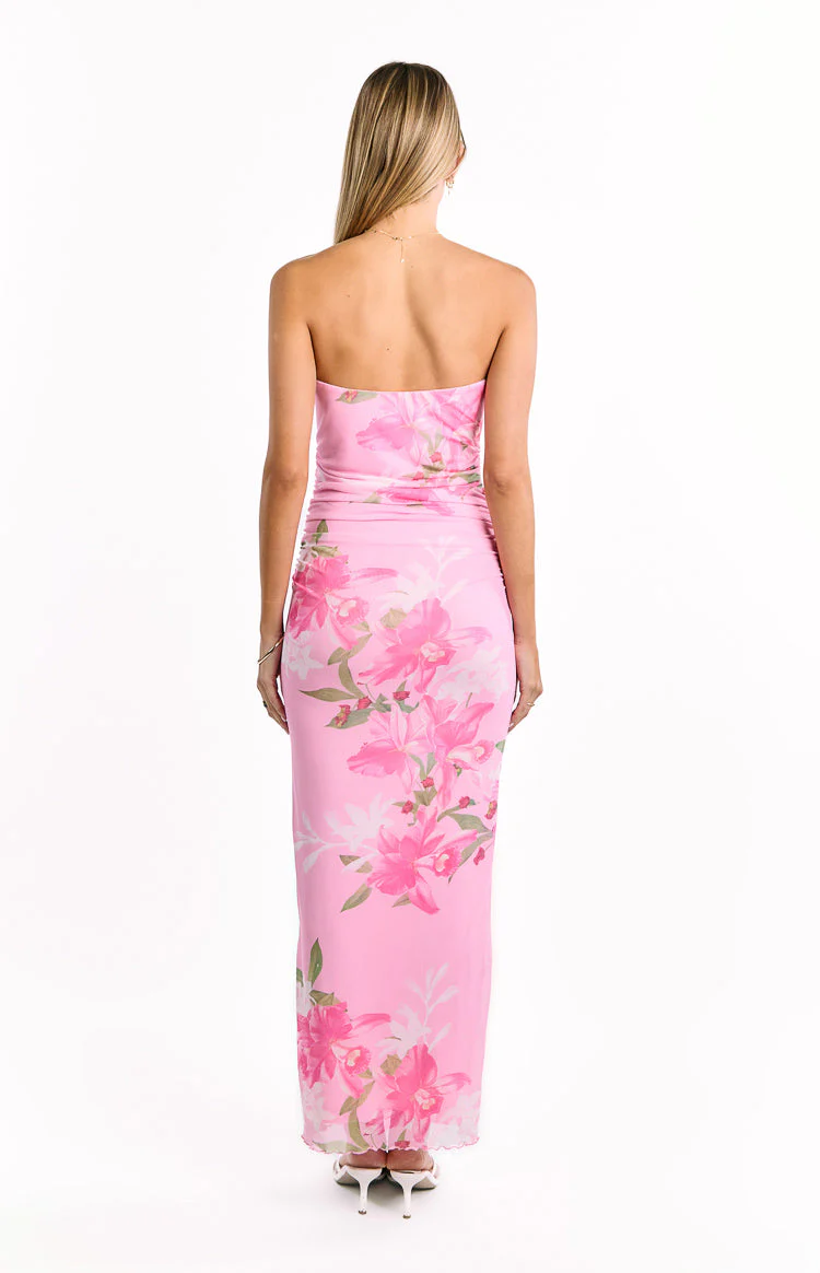 Imogen Pink and Green Floral Print Maxi Dress