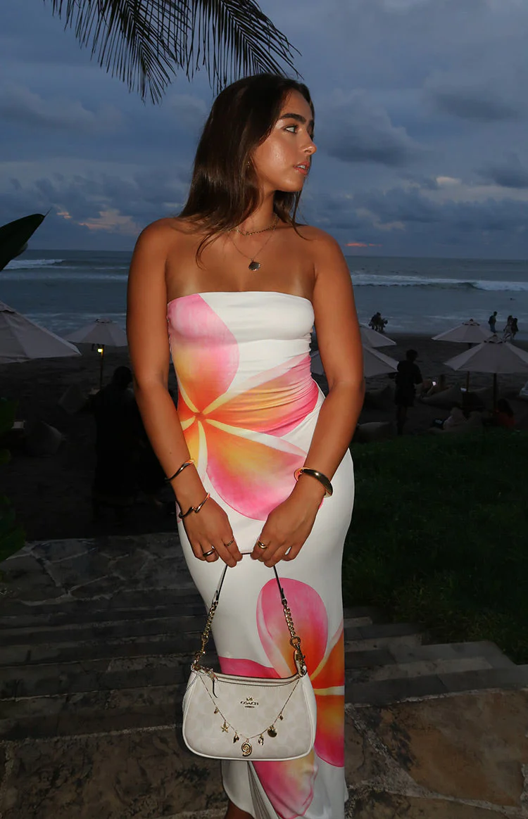 Arizona White Frangipani Maxi Dress
