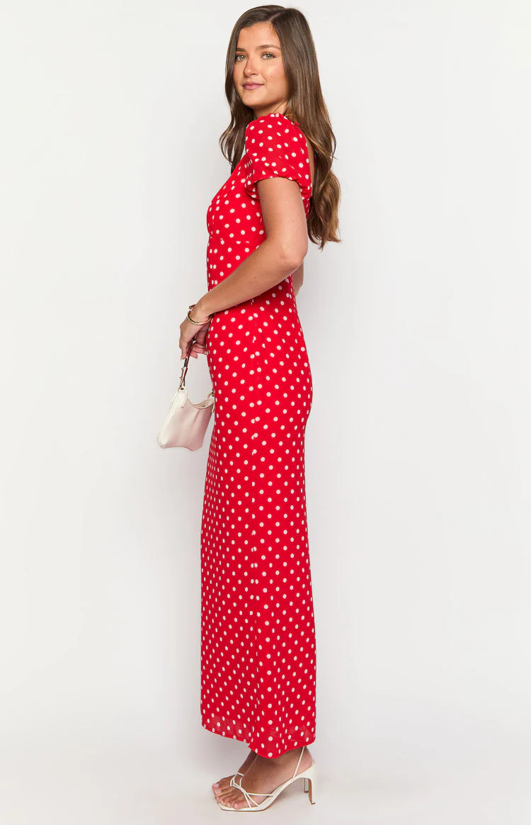 Lovella Red Polka Dot Maxi Dress