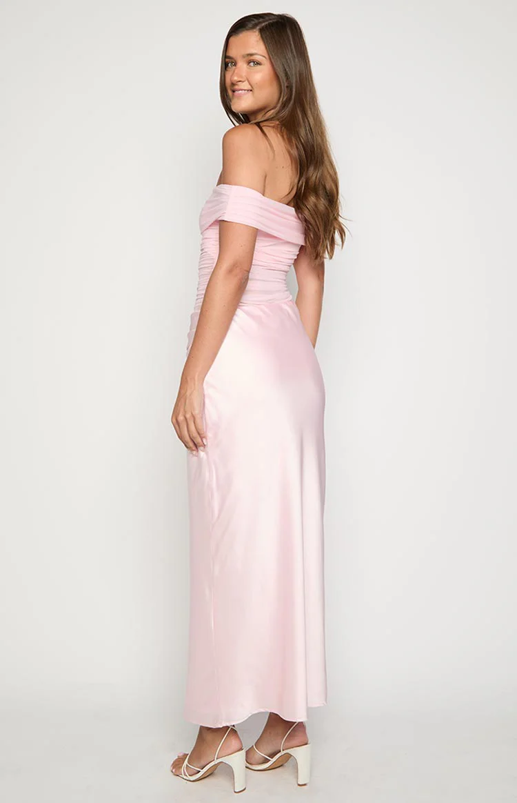 Jamilla Pink Off Shoulder Formal Maxi Dress