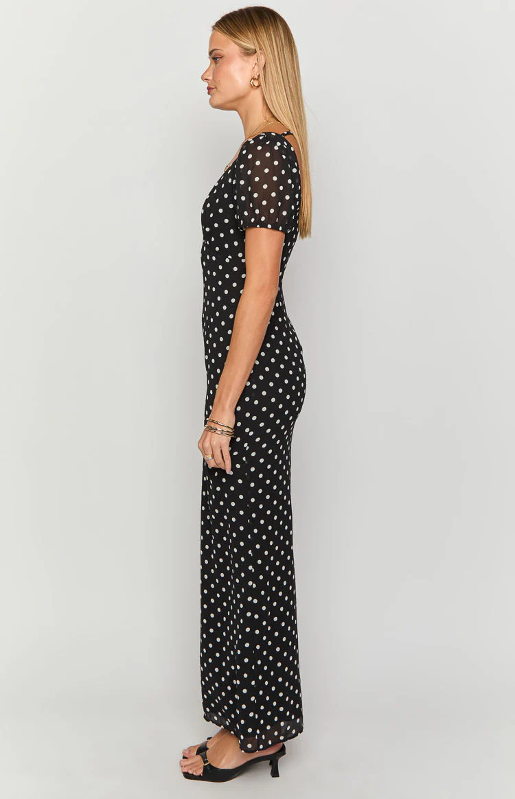 Lovella Black Polka Dot Maxi Dress