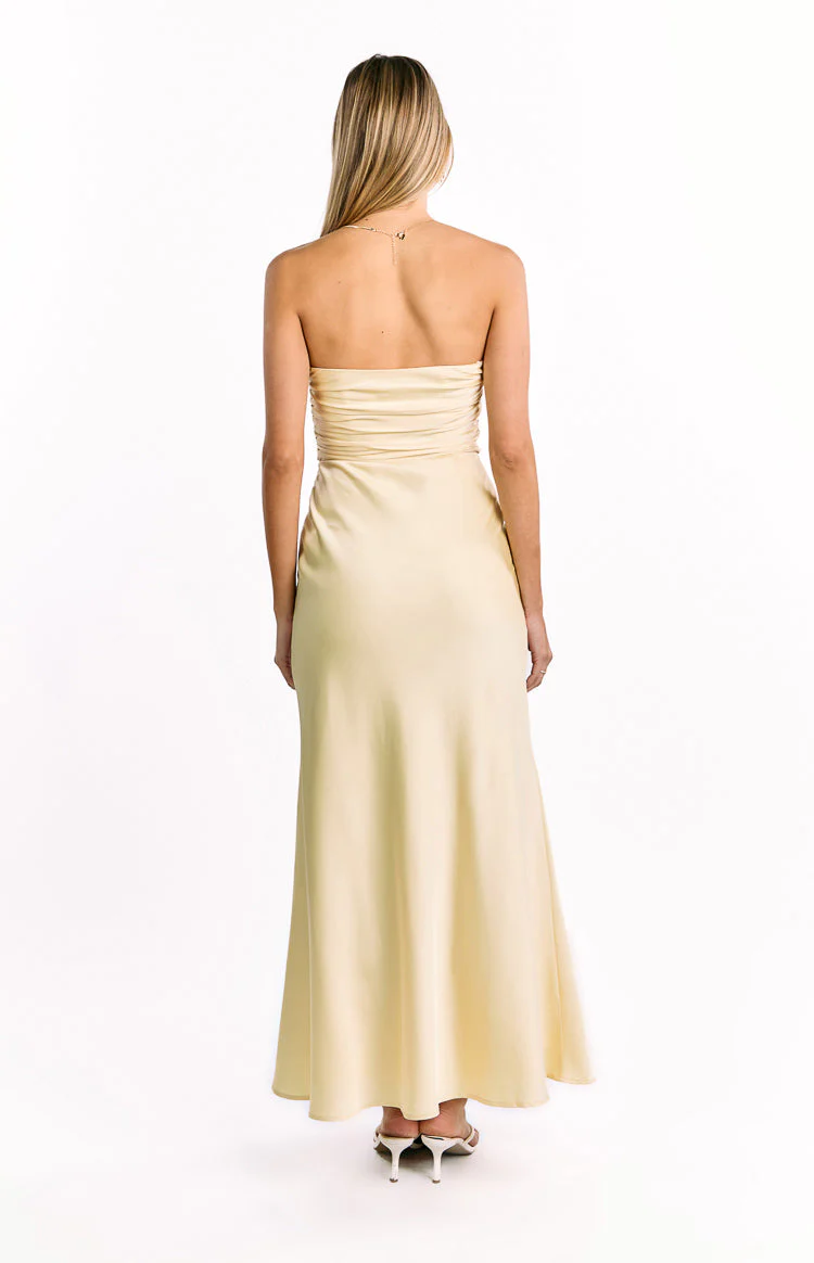 Alexia Yellow Strapless Maxi Dress