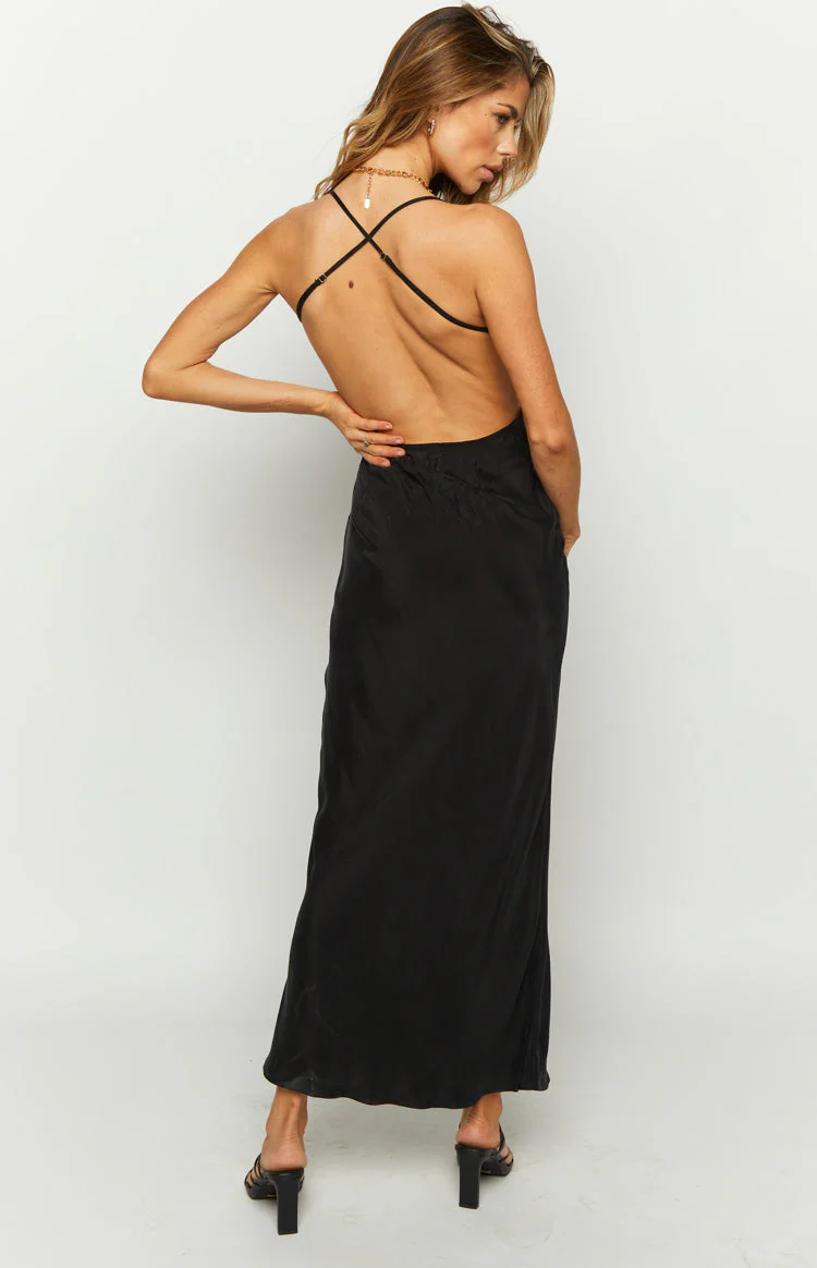 Opal Black Midi Dress