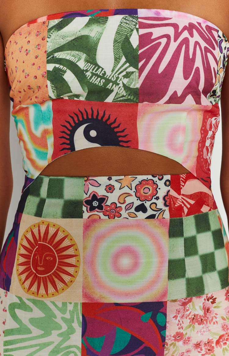 Candace Multi Print Strapless Mini Dress