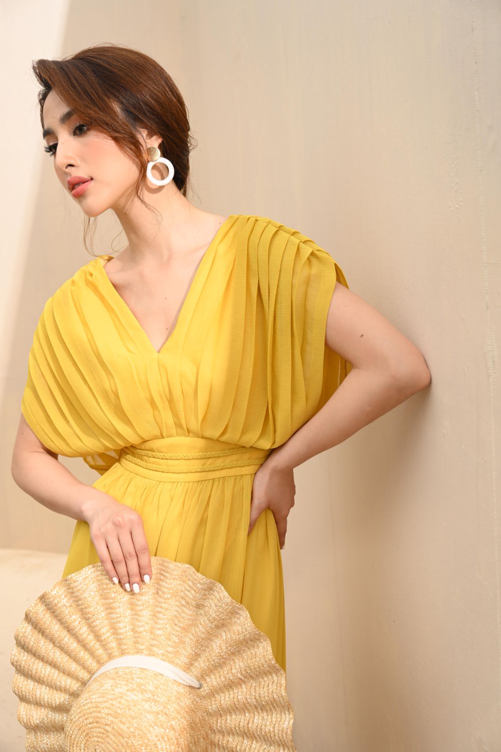 Nami Pleated Shoulders Dress