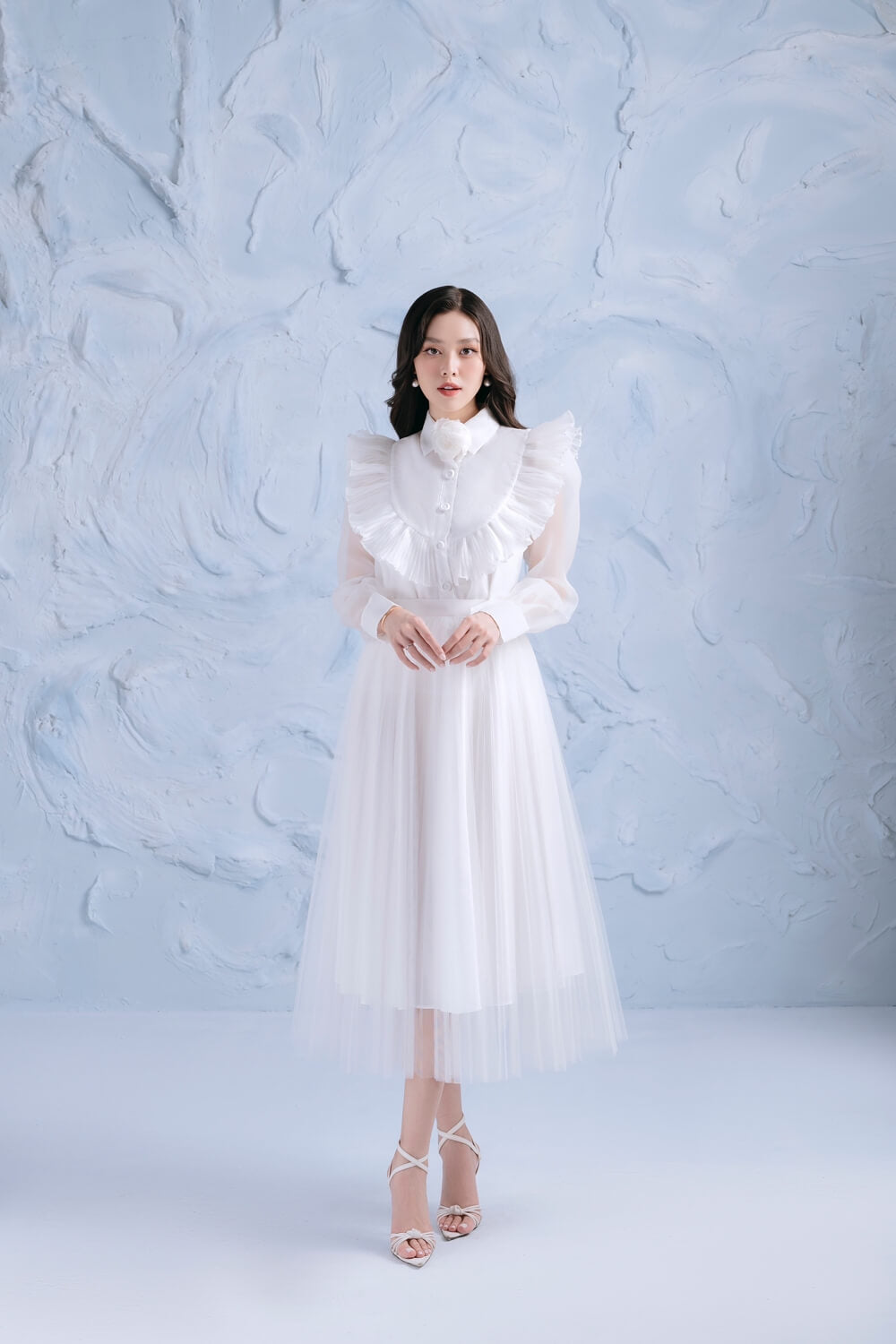 Rosy Flower Applique Organza Brooch